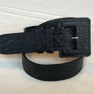 Plymouth Black Leather‎ Croc Pattern Belt Italy